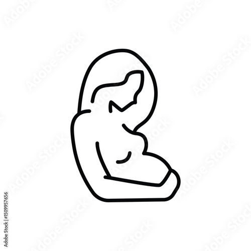 Pregnancy icon. Simple outline style. Pregnant woman, maternal, lady, fertility, mom, baby, mother, gynecology, health concept. Thin line symbol.