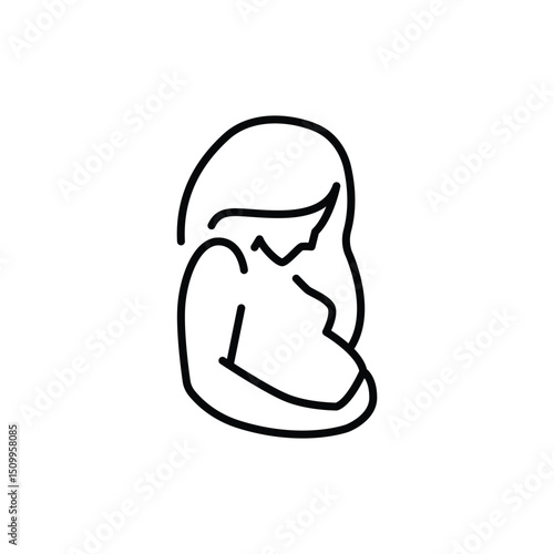 Pregnancy icon. Simple outline style. Pregnant woman, maternal, lady, fertility, mom, baby, mother, gynecology, health concept. Thin line symbol.
