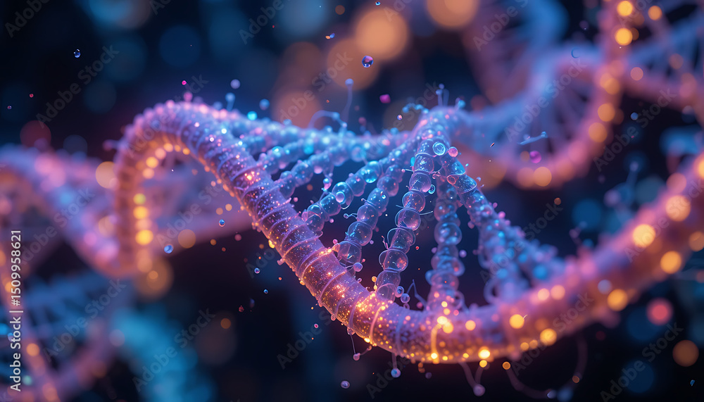 Colorful 3D DNA Structure Visualization – Genetic Science & Biotechnology Colorful 3D DNA Structure Visualization – Genetic Science & Biotechnology