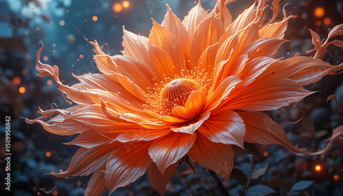 Close-Up of a Glowing Orange Lotus Flower  Nature Photography