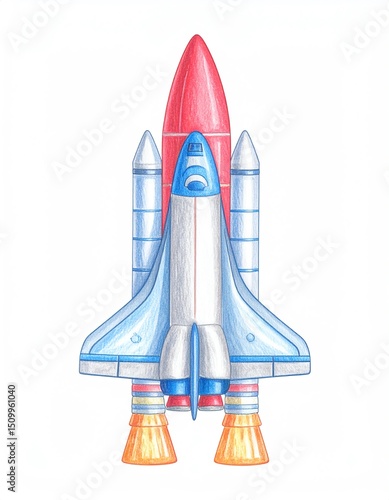 Colorful rocket illustration ready for launch.