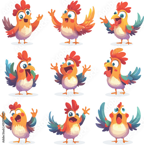 cartoon lemur,animal character set with various fun emotions and poses