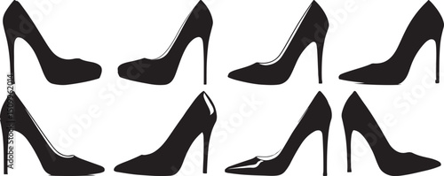 High Heel Shoe Silhouette Vector Collection – Elegant Fashion Icons