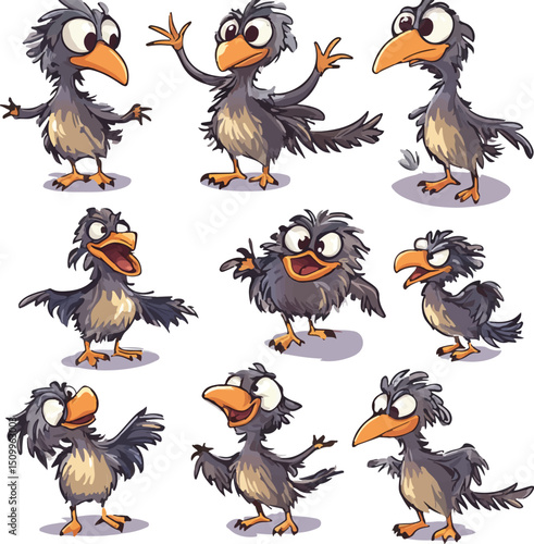 cartoon lemur,animal character set with various fun emotions and poses