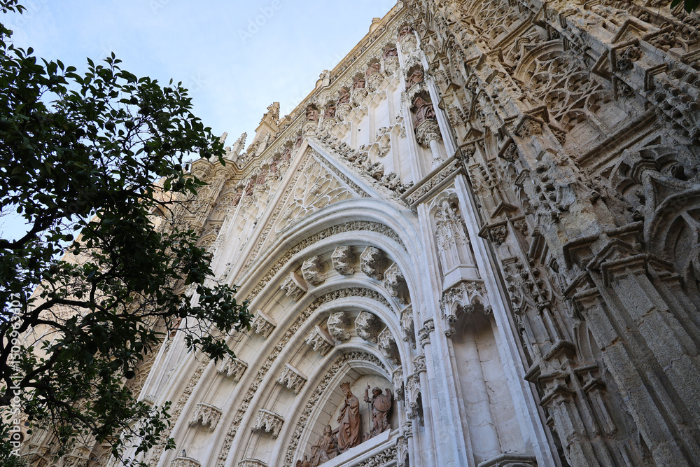 Fototapeta premium Door of the Conception in the north facade of the Cathedral of Seville, Andalusia, Spain