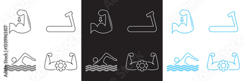 Sport and Fitness icons. Gym and  Healthy lifestyle icons.  Vector for websites, mobile interfaces, presentations, banner, visual branding etc. EPS 10