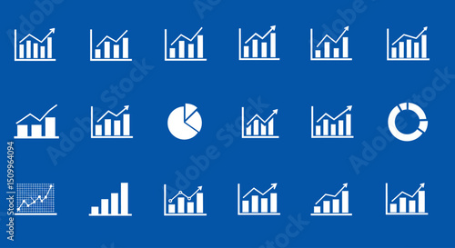 set of simple, clean, light gray line icons representing various types of charts and graphs