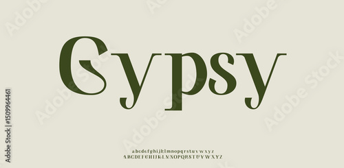Gypsy minimal luxury font alphabet logo. Vector illustration 