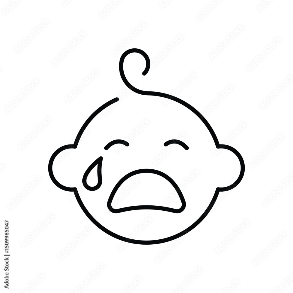 Crying baby boy line icon, outline sign, linear style pictogram isolated. Symbol, logo illustration. Crying baby boy line icon, outline sign, linear style pictogram isolated. Symbol, logo illustration.