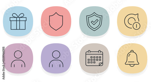 rounded square icons represents a different digital function