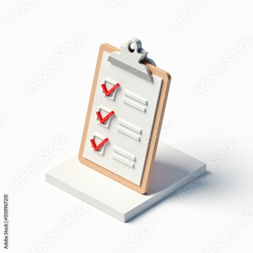 3D Checklist Clipboard - To Do List Icon - 3D renderings