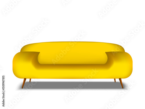 Sofa yellow color furniture on white background for decoration