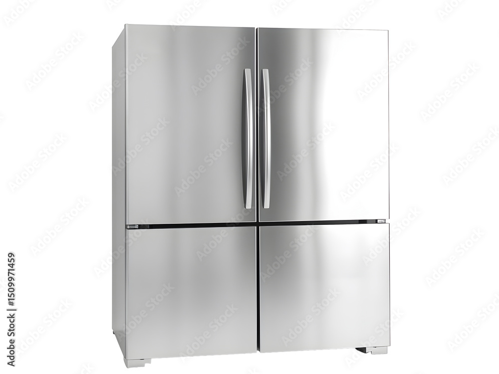 Modern and retro isolated household electric steel refrigerators with closed doors Modern and retro isolated household electric steel refrigerators with closed doors