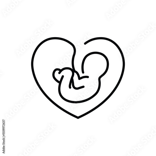 Pregnant line icon. Baby born, fetus symbol. Gynecology clinic logo, design element for hospital site.