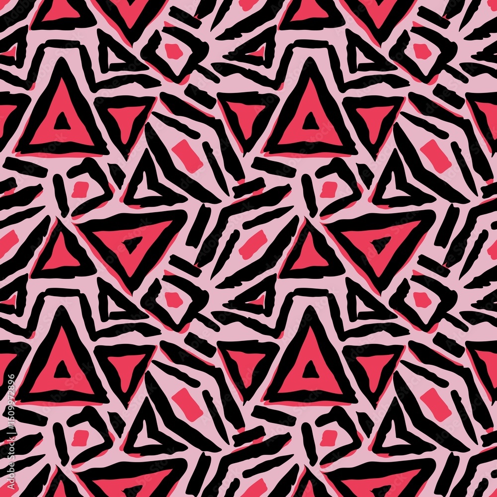 abstract seamless pattern, black and pink elements on pink background
abstract seamless pattern, black and pink elements on pink background