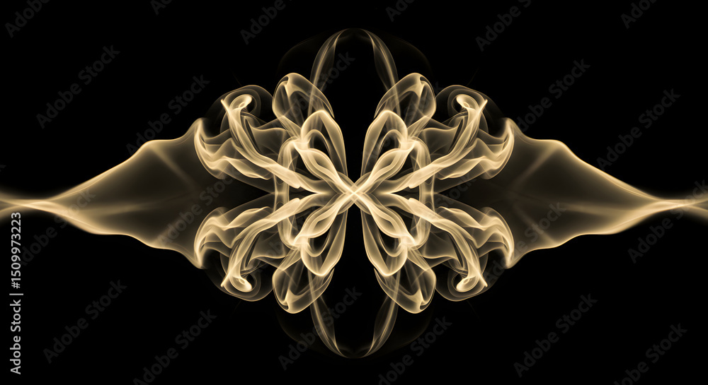 Fototapeta premium Abstract Golden Smoke Pattern On Black Background For Artistic Projects
