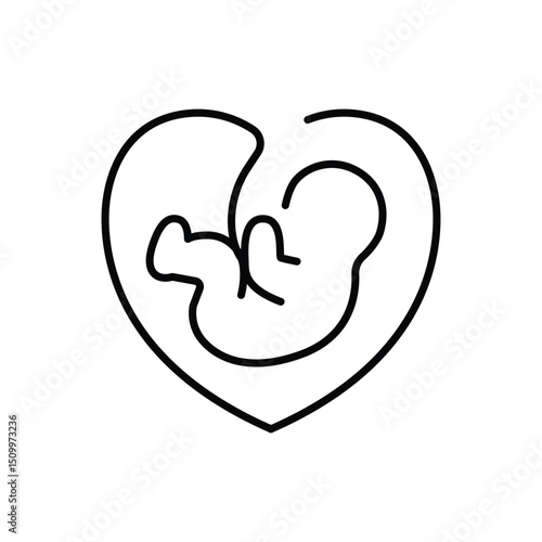 Pregnant line icon. Baby born, fetus symbol. Gynecology clinic logo, design element for hospital site.