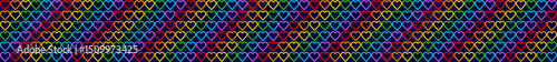 Rainbow Heart Mosaic, diagonal border,seamless vector pattern