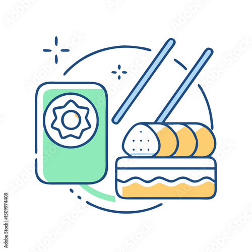 Sushi and wasabi with chopsticks.