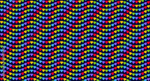 Rainbow Heart Mosaic, seamless vector pattern