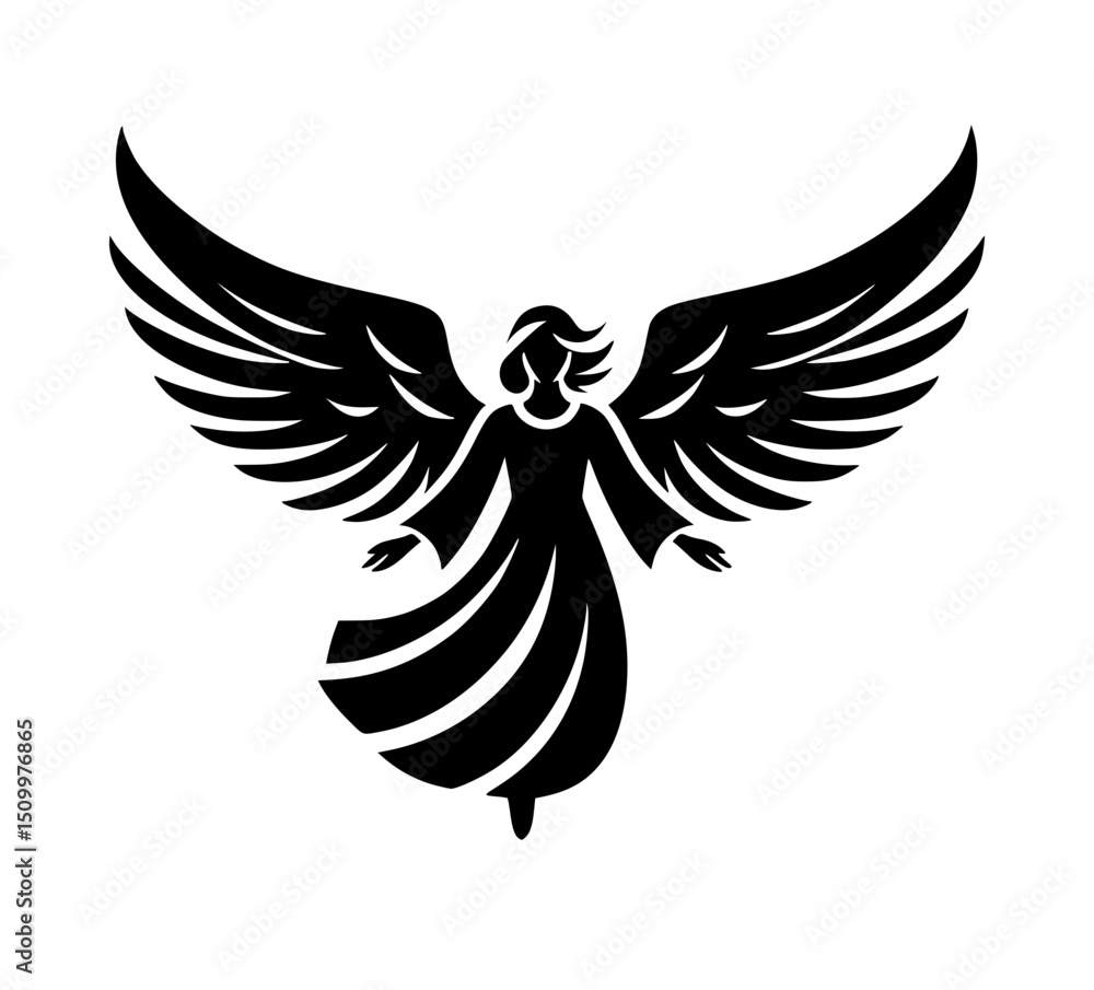 Fototapeta premium Angel Wings Simple Silhouette Vector Icon Logo
