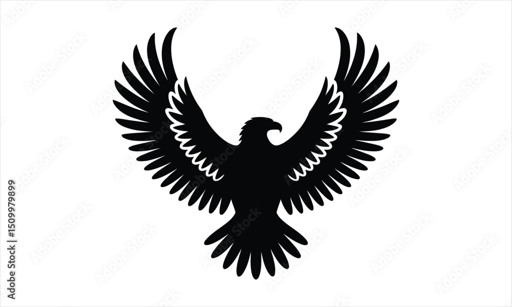 Obraz premium Majestic black eagle wings spread soaring high