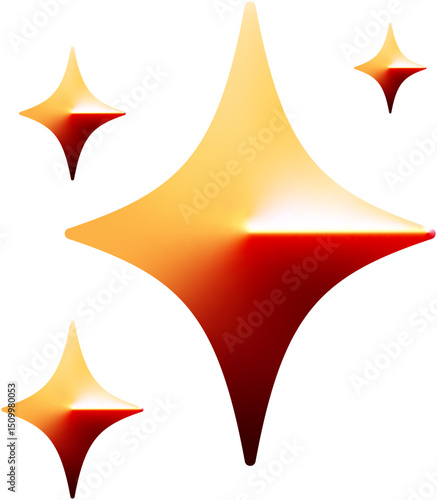 3D gradient sparkles emoji icon, shiny star with cute look. Cartoon style creative star design. Gradient isolated vector illustration