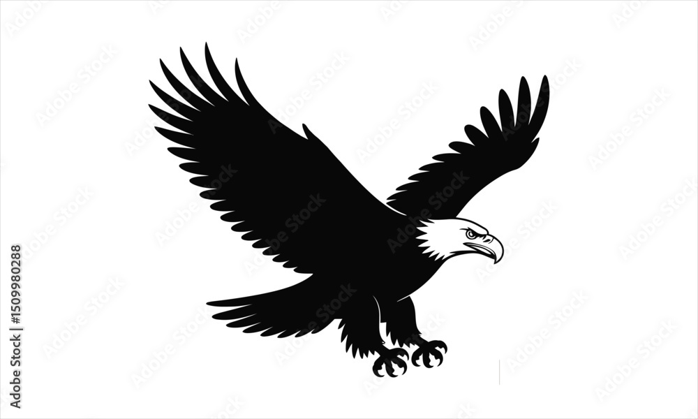 Obraz premium Majestic bald eagle in flight silhouette