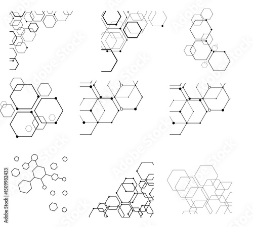 Abstract geometric hexagon pattern in modern style, perfect for backgrounds, technology themes, or futuristic digital designs.