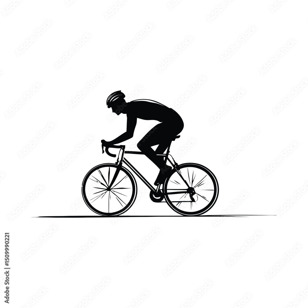 Fototapeta premium Creating Dynamic Vector Road Bike Cyclist Silhouette: Designing Athletic Cycling Graphics. 