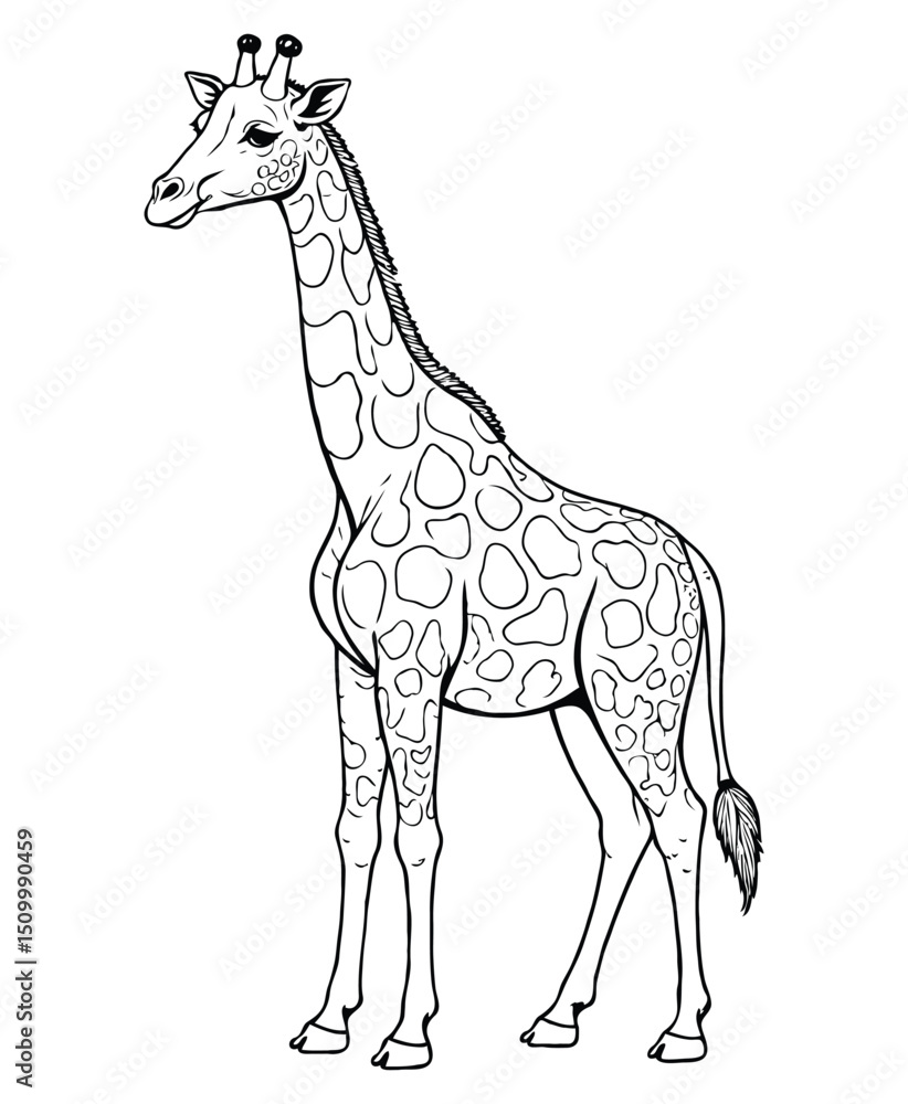 Fototapeta premium Cute giraffe Illustration Coloring Book