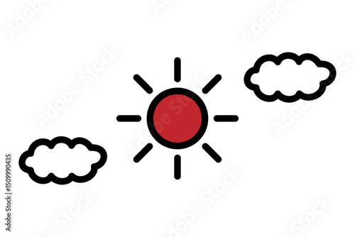 シンプルな太陽と雲のイラスト