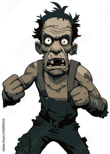 A brutal Zombie Wrestler in a rotting singlet, ready to fight,