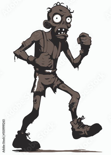A brutal Zombie Wrestler in a rotting singlet, ready to fight,