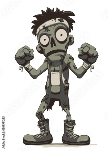 A brutal Zombie Wrestler in a rotting singlet, ready to fight,