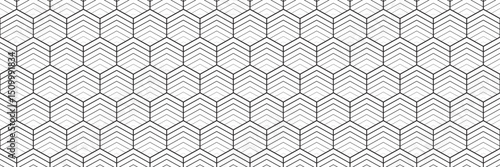 horizontal seamless black and white blended hexagon design for pattern and background.