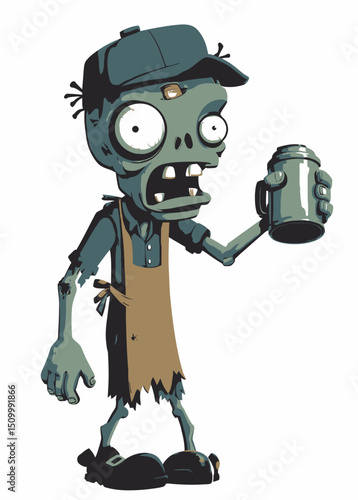 A decayed Zombie Barista making cursed coffee,