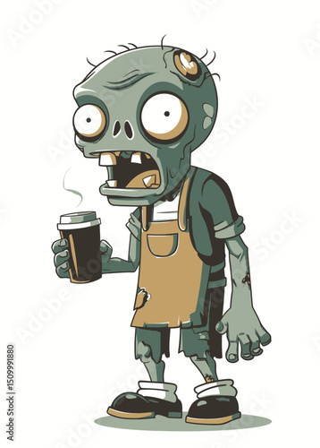 A decayed Zombie Barista making cursed coffee,