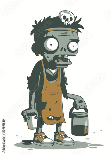 A decayed Zombie Barista making cursed coffee,