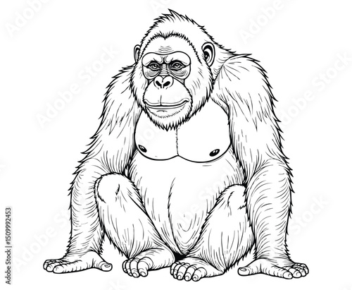 Cute Orangutan Illustration Coloring Book