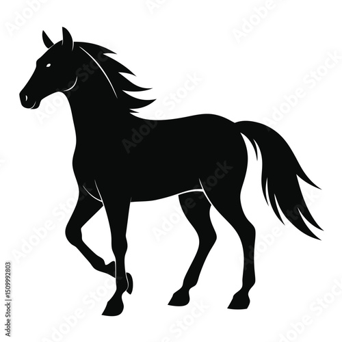 Elegant Horse Silhouette Illustration in Black and White for Design Projects