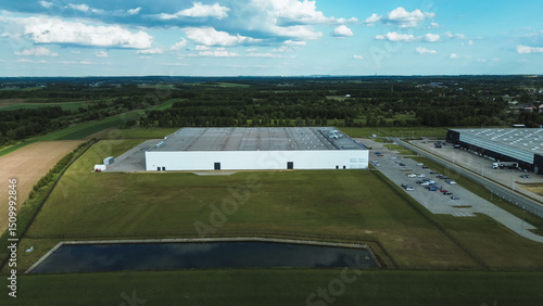 Logistics hub and surrounding green fields