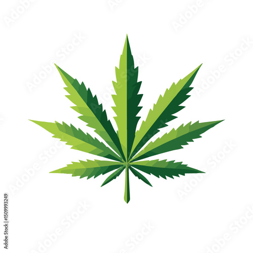 a single flat vector icon of a marijuana leaf with seven pointed serrated blades