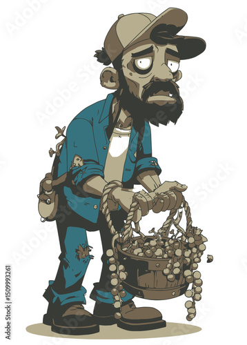 A knowledgeable Zombie Winemaker harvesting cursed grapes,