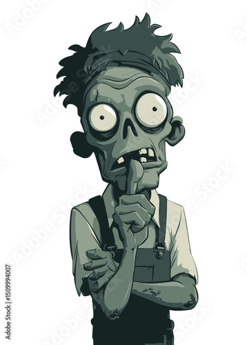 A paranoid Zombie Conspiracy Theorist whispering dark secrets,