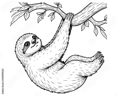 Cute sloth Illustration Coloring Book