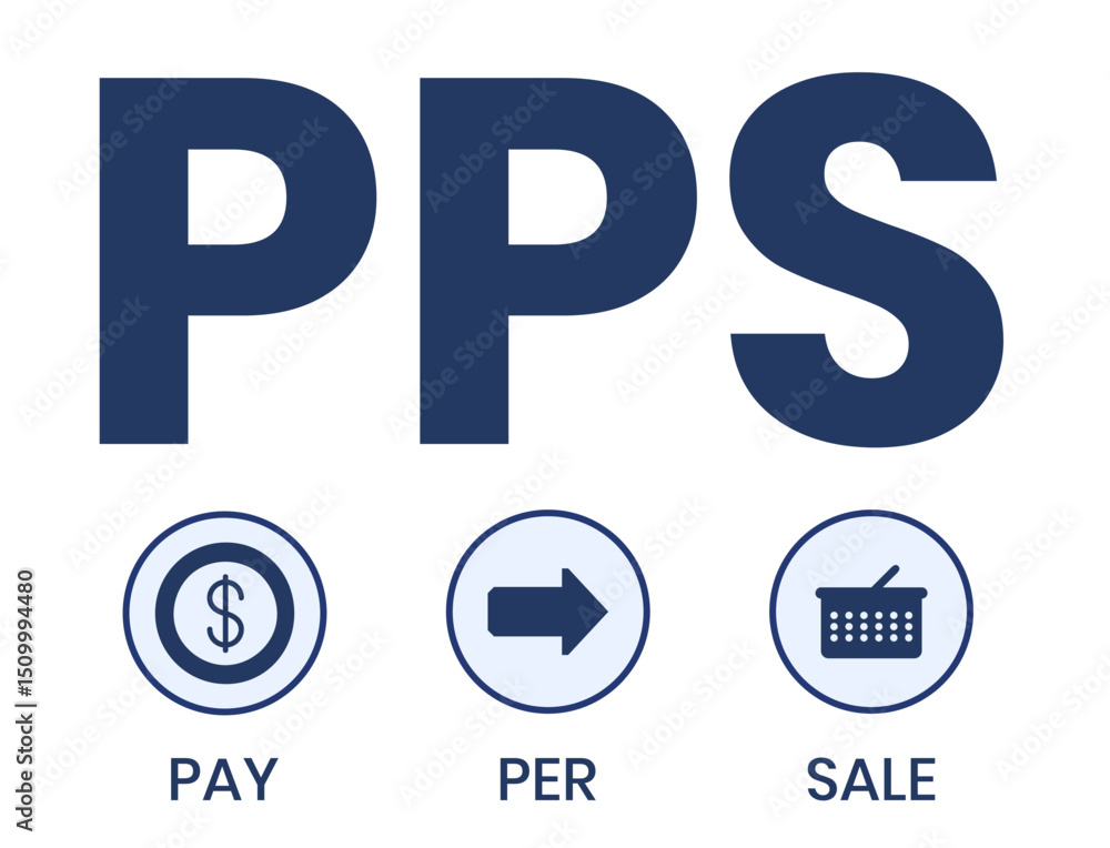PPS - Pay Per Sale acronym. business concept background. vector illustration concept with keywords and icons. lettering illustration with icons for web banner, flyer, landing page PPS - Pay Per Sale acronym. business concept background. vector illustration concept with keywords and icons. lettering illustration with icons for web banner, flyer, landing page