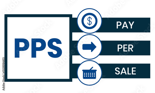 PPS - Pay Per Sale acronym. business concept background. vector illustration concept with keywords and icons. lettering illustration with icons for web banner, flyer, landing page