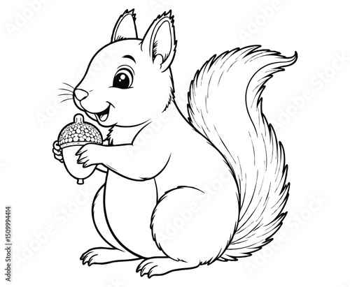 Cute squirrel Illustration Coloring Book