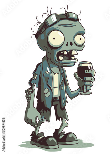 A refined Zombie Sommelier tasting undead wine,